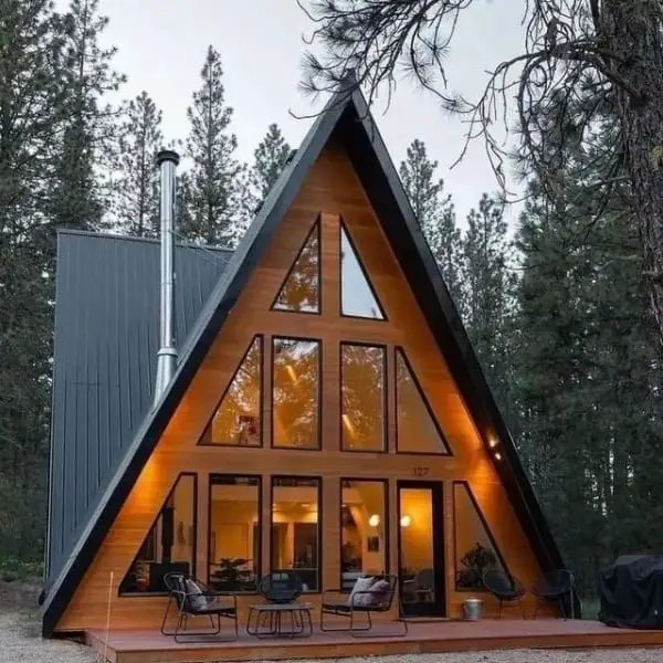 Rustic-contemporary A-frame Cabin: A Modern Retreat In The Woods a-frame modern home