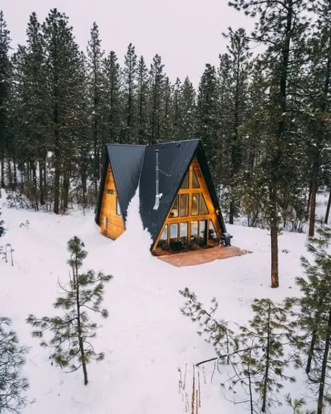 Scenic And Muted A-Frame Modern House In The Woods a-frame modern home
