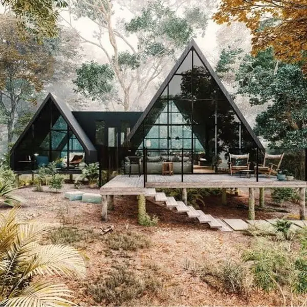 Sleek And Minimalist Black Mid-Century Modern Villa In Oregon black modern home