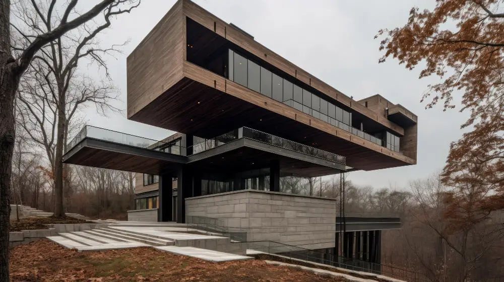Cantilevered Structure glass house
