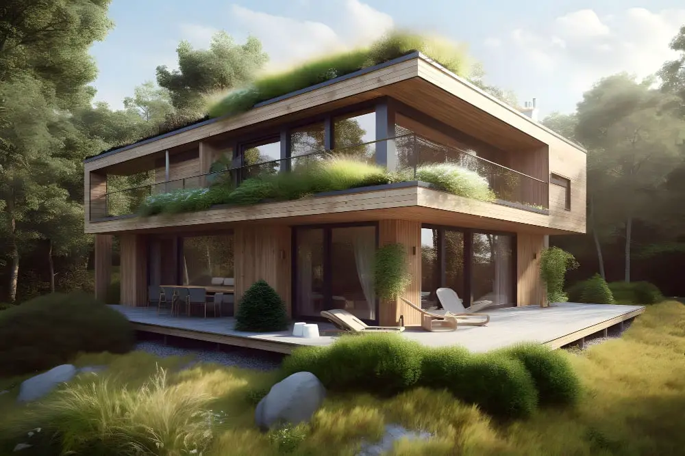Green Roofs Modern Suburban House