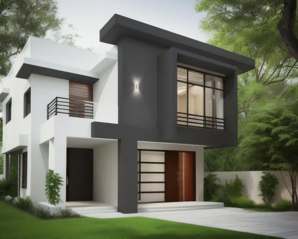 Minimalist Exterior two storey house