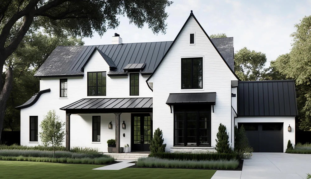 Modern White Houses with Black Trim