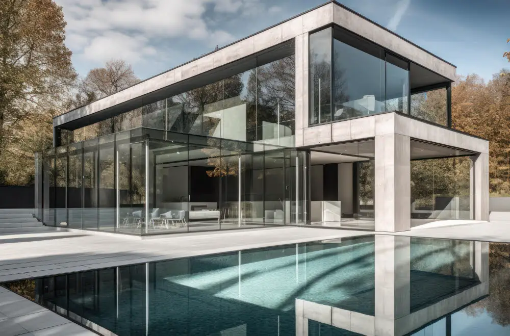 Reflective Exterior modern glass house