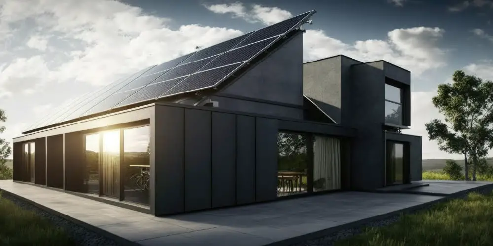 Grey Home With Black Solar Panels