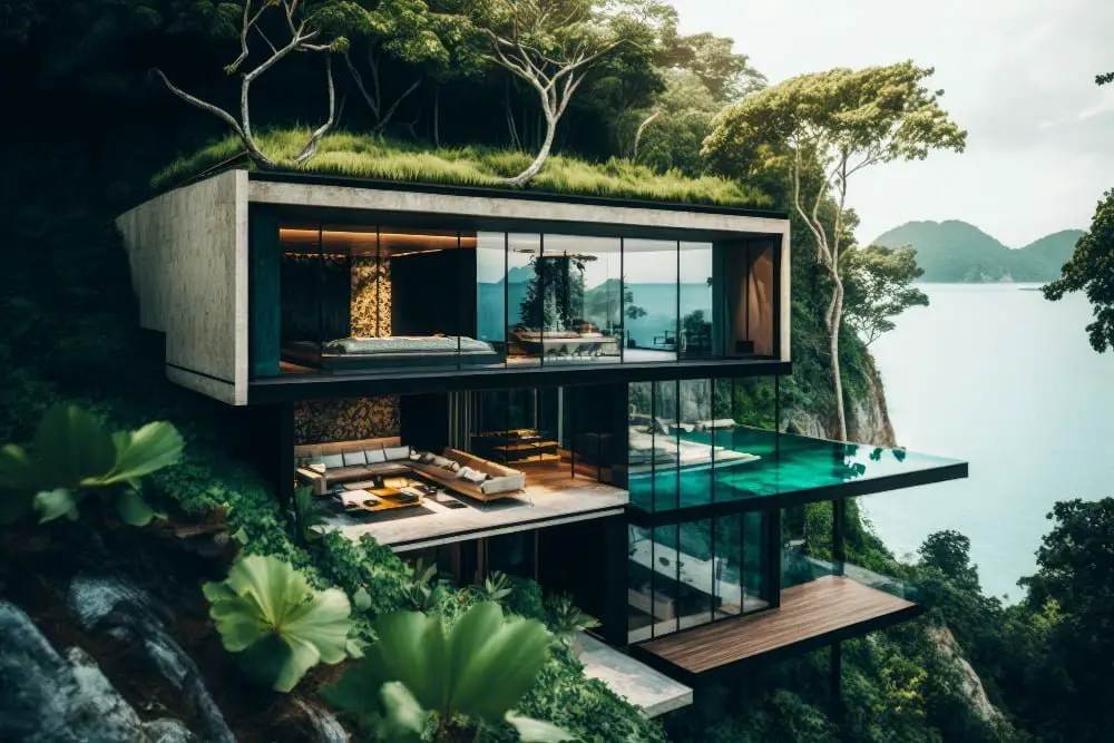 Modern Cliff Houses green roof