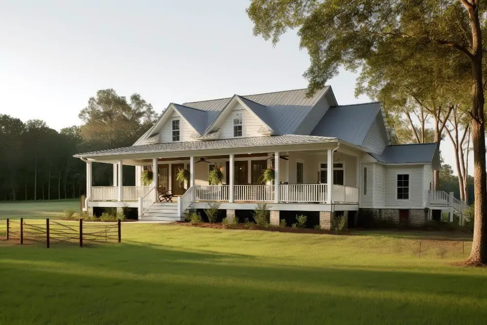 Modern White Ranch House landscape