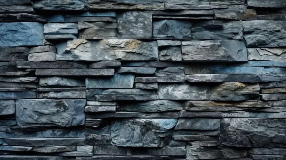 Navy blue stone veneer wall
