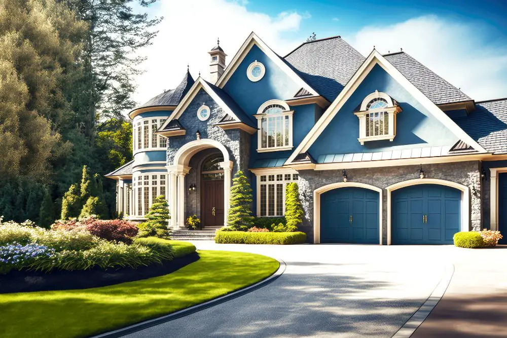 Two-tone exterior blue house