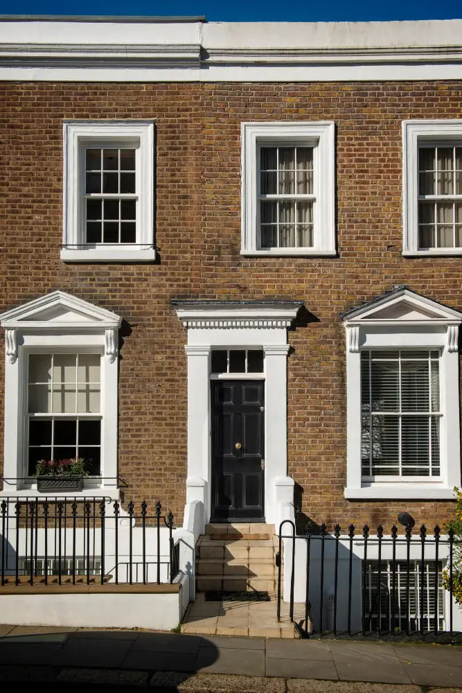 White Trim Details Brick House