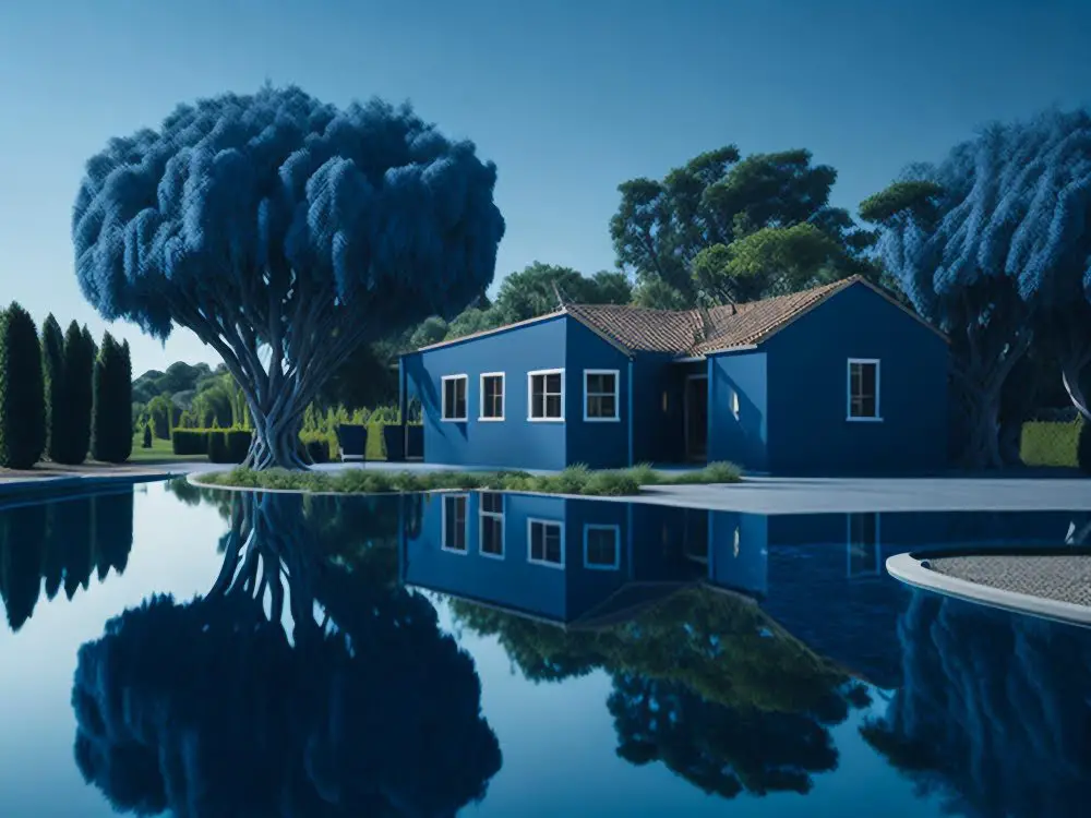 minimalist modern blue house exterior