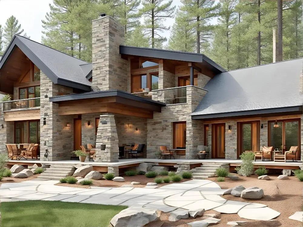 modern stone house exterior