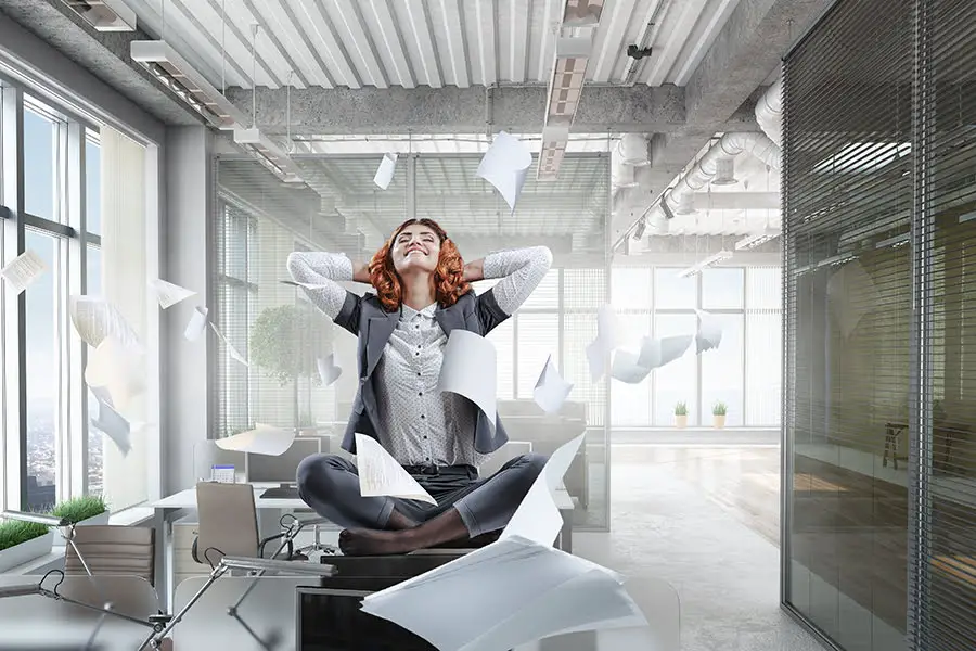 person comfortable in metal office