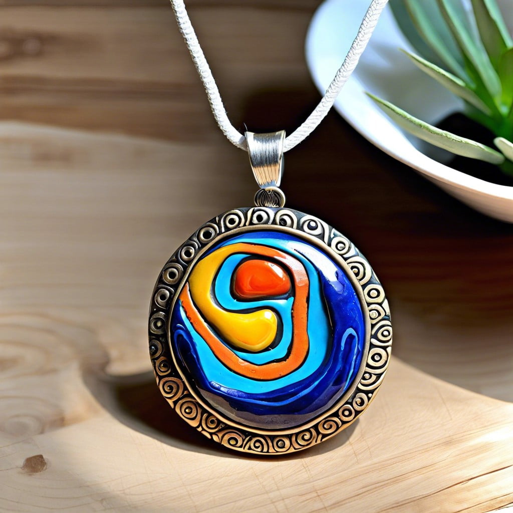 abstract art inspired clay necklace