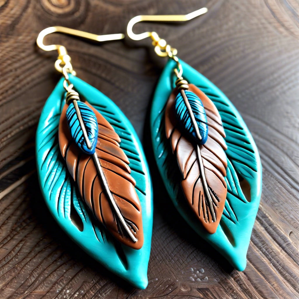 boho feather textured pendants