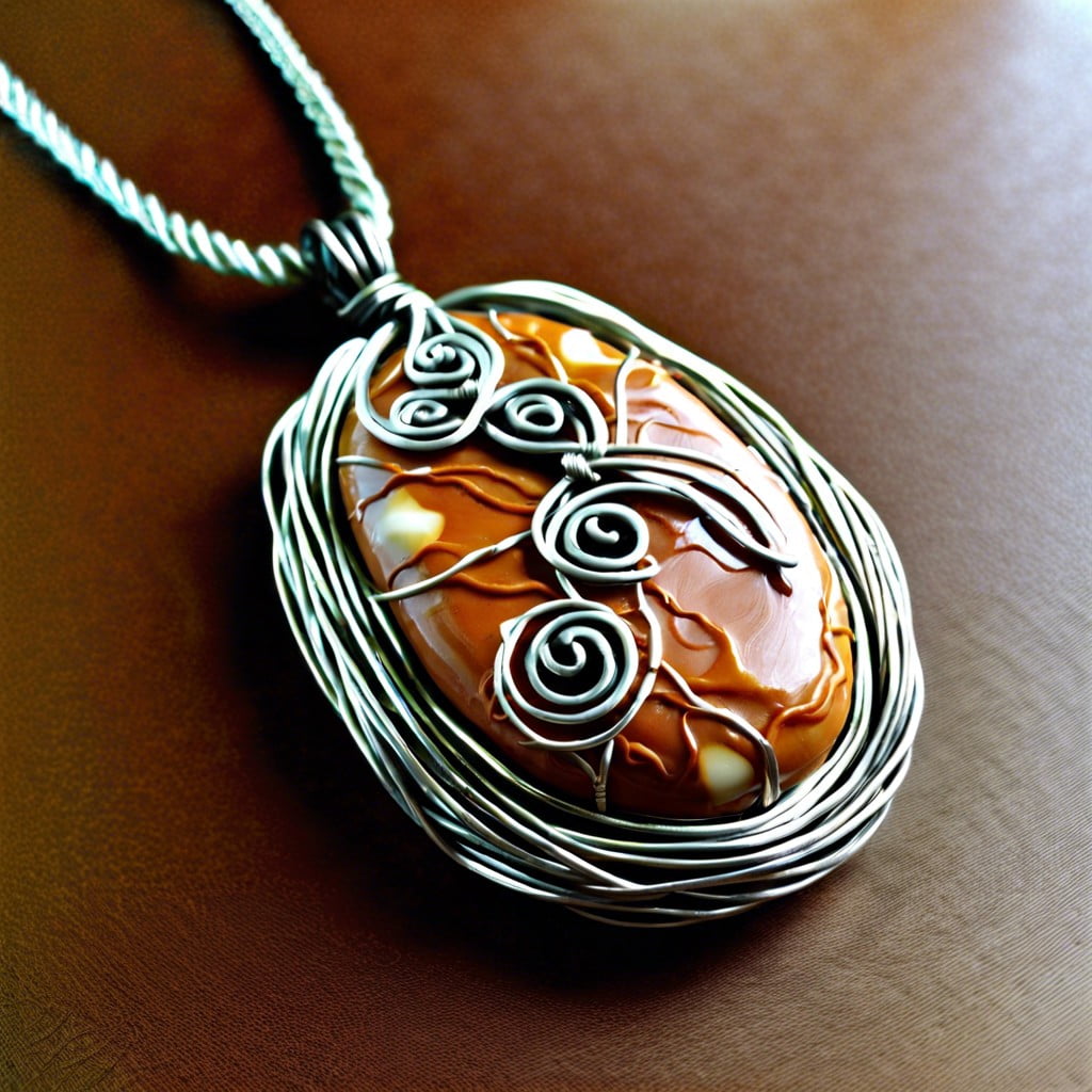 clay and wire wrapped pendant