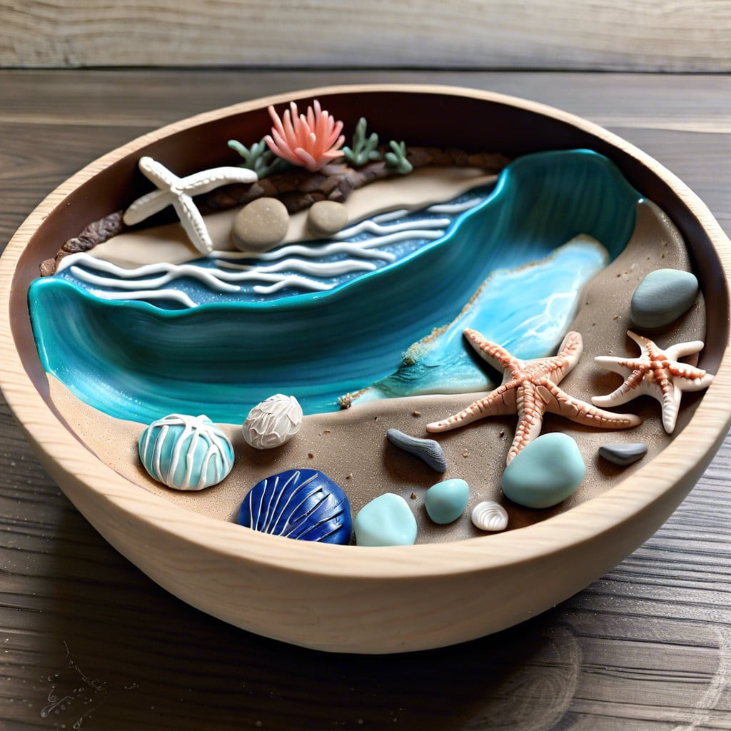 coastal theme polymer clay bowl
