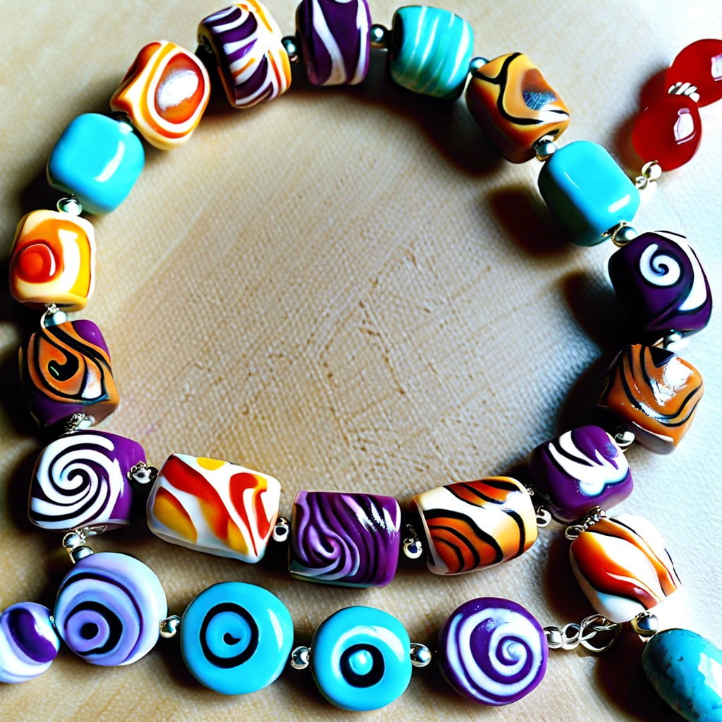 diy swirl pattern clay bead bracelets