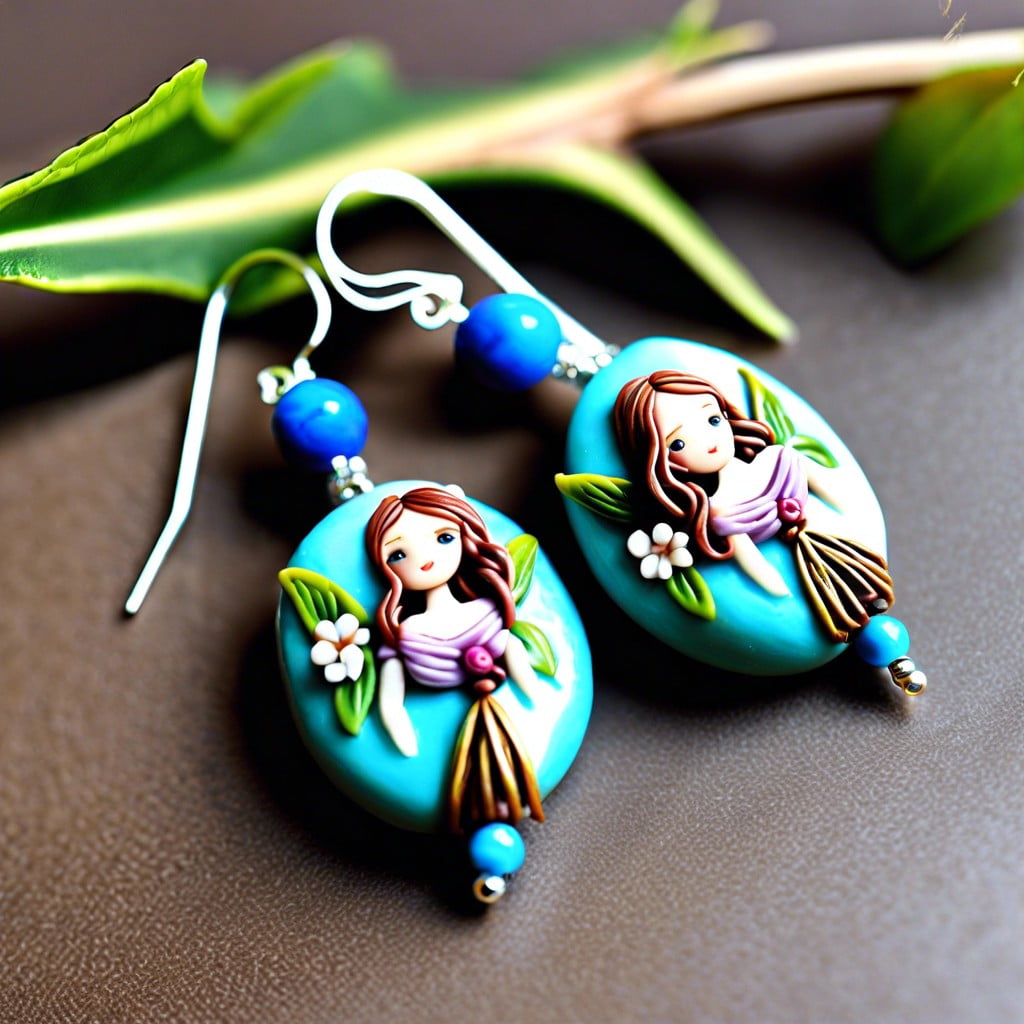 fairy tale inspired polymer clay bead earrings