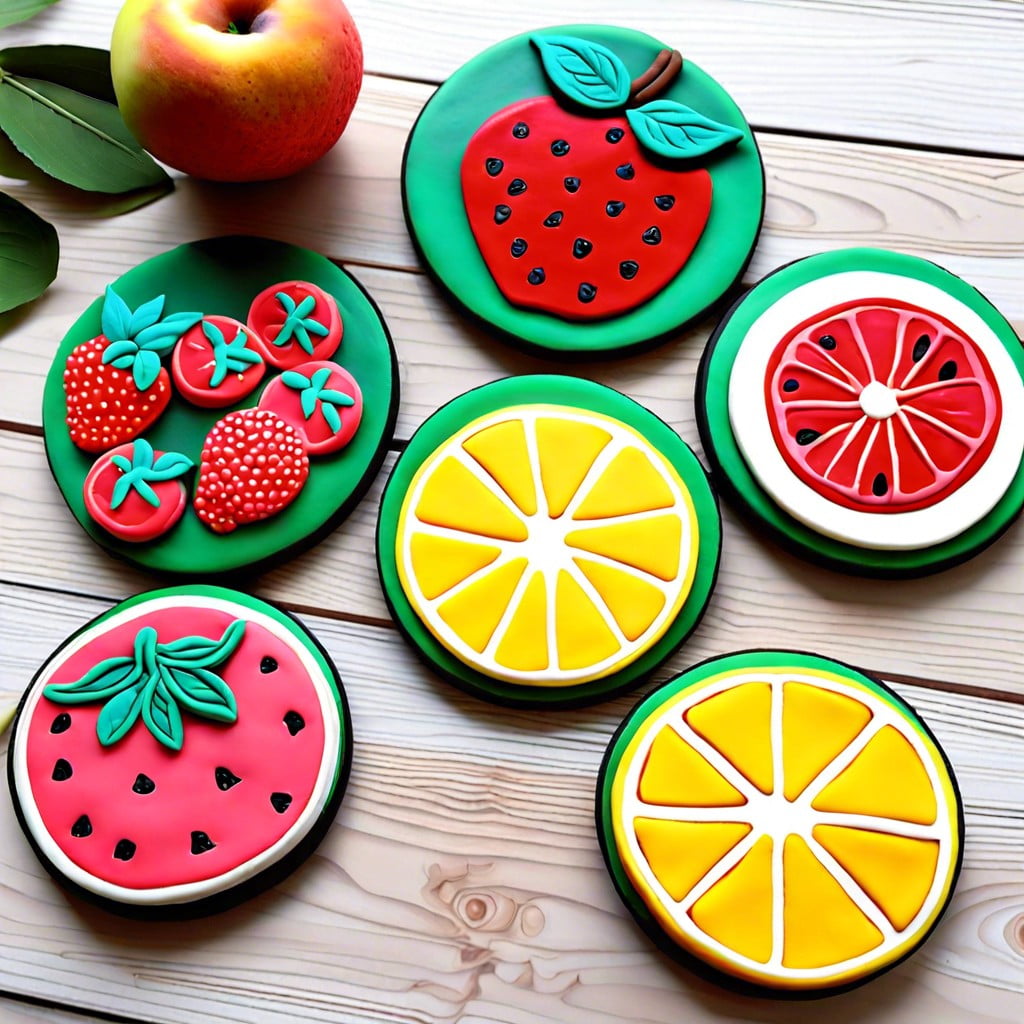 fruit inspired polymer clay coasters