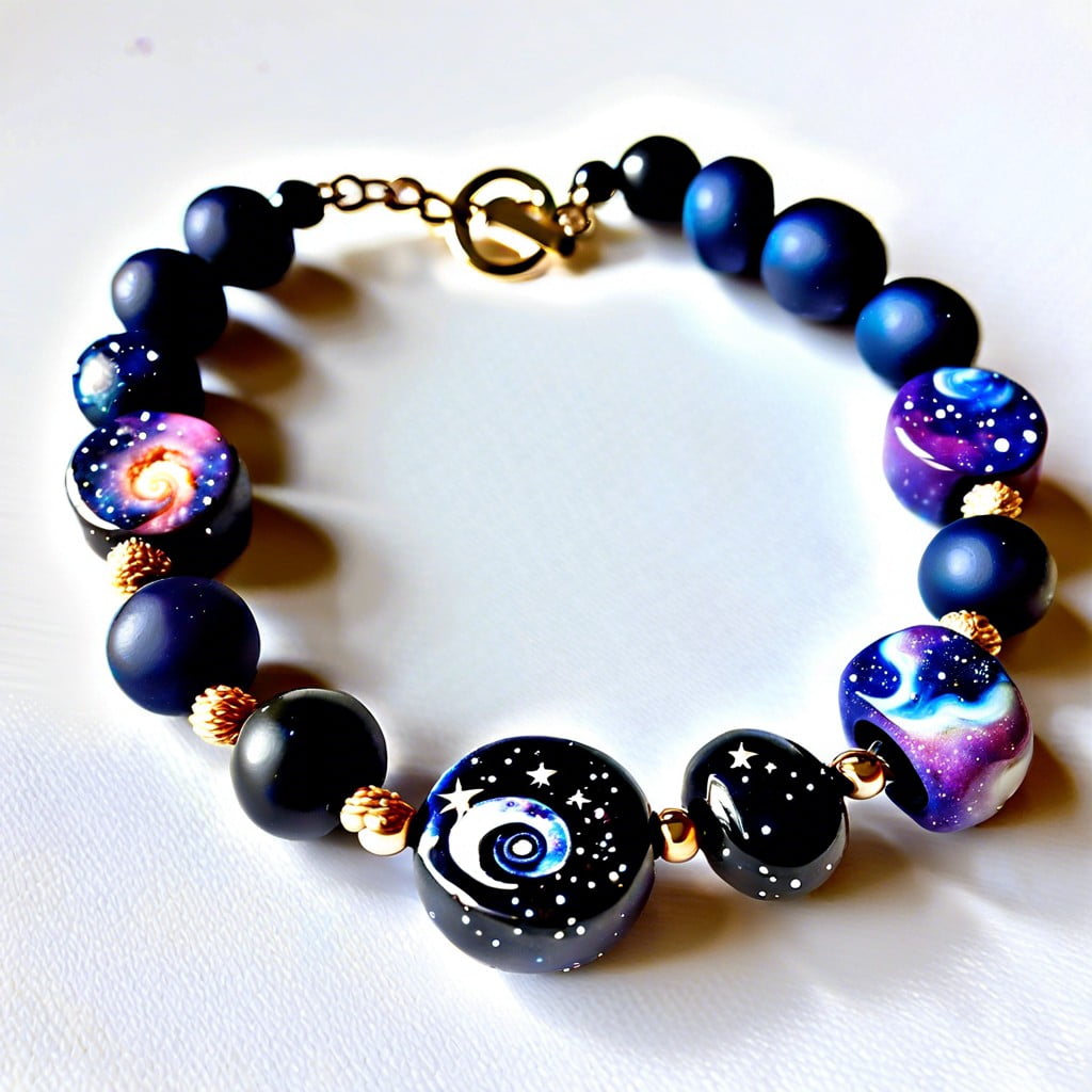 galaxy themed clay bead bracelet