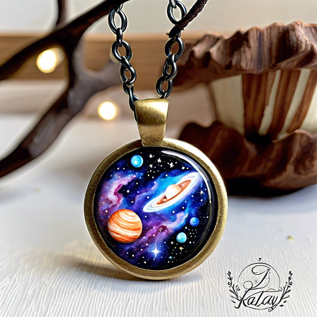 galaxy themed clay necklace