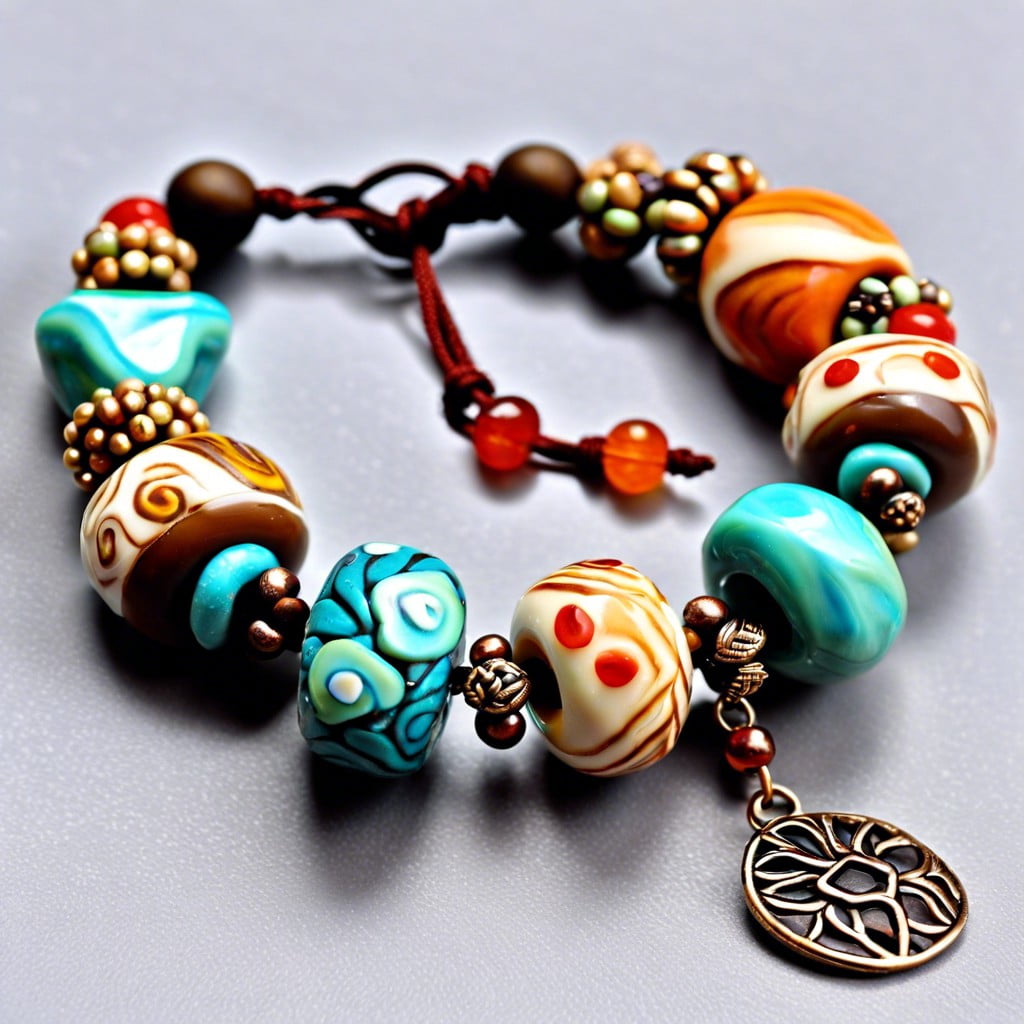 glazed polymer clay beads for unique bracelet