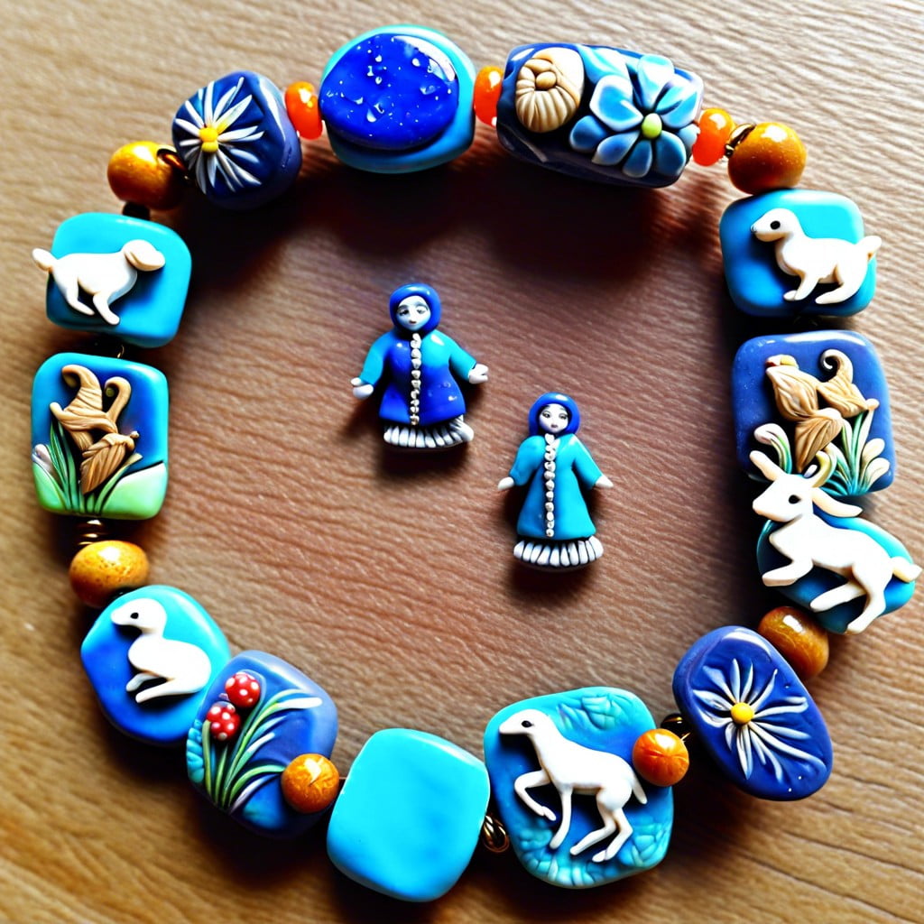 incorporation of polymer clay sculptures into the bracelet concept