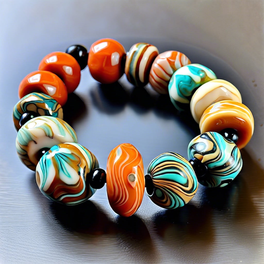 marbled clay beads bracelet designs
