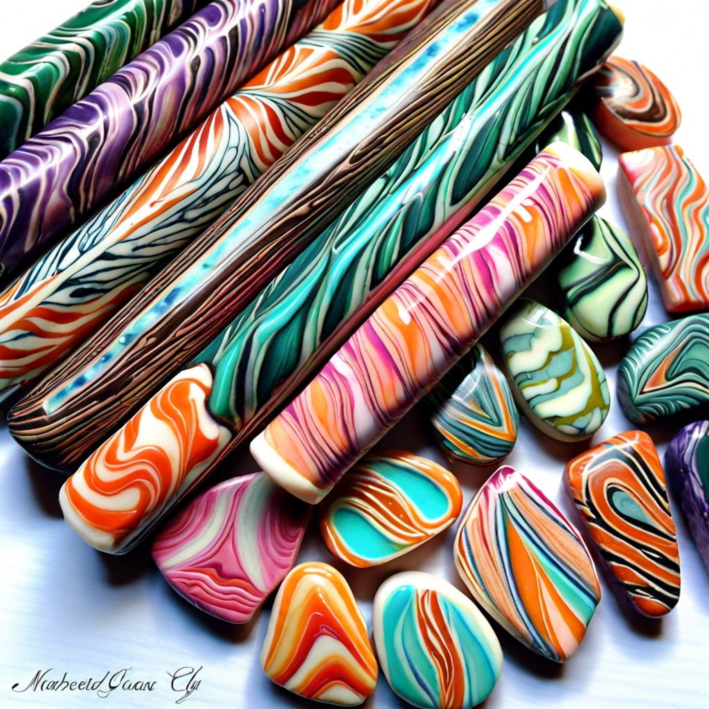 marbled polymer clay cane