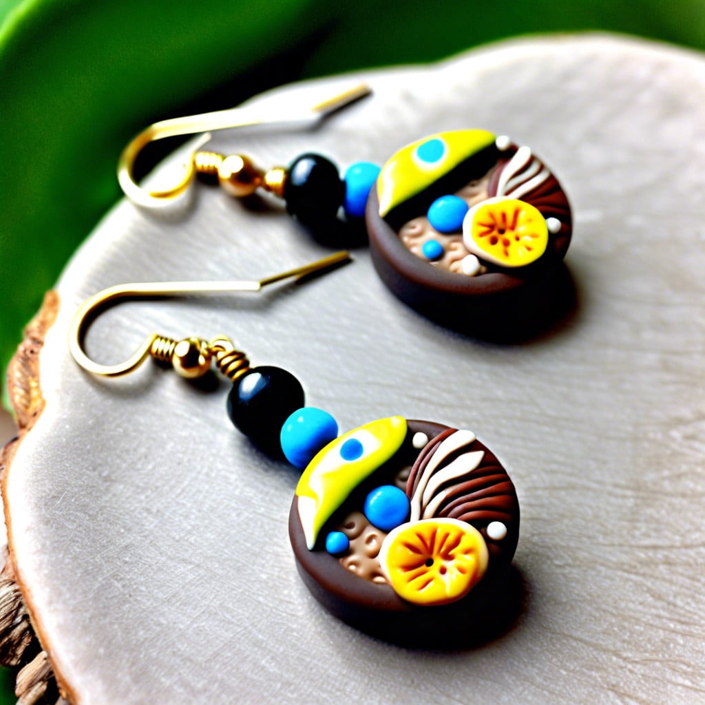 mismatched polymer clay earrings for a quirky style