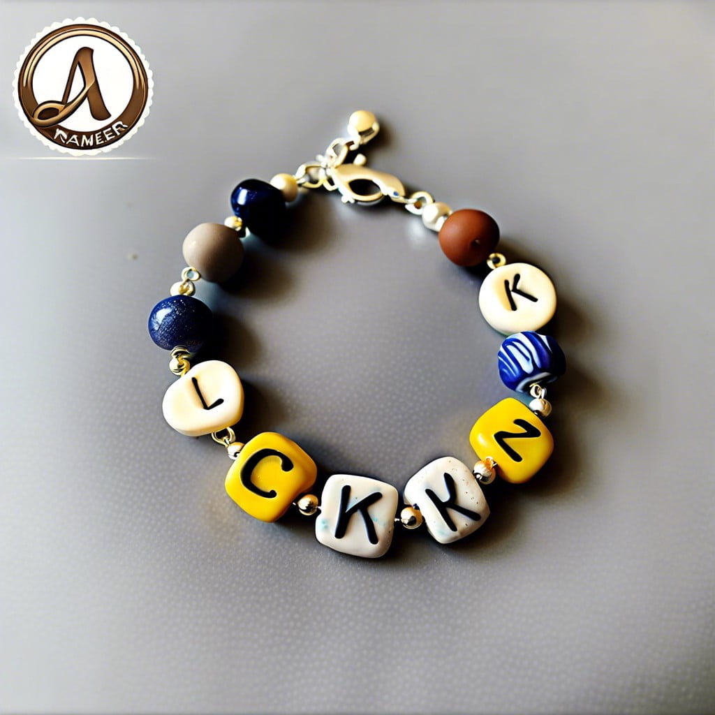 personalized name letter clay bracelet
