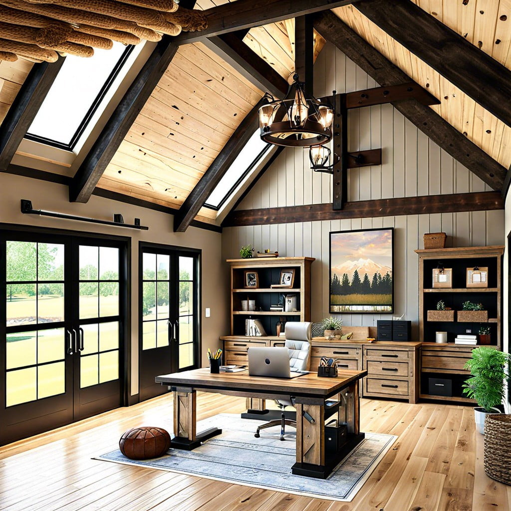 pole barn loft rustic home office ideas