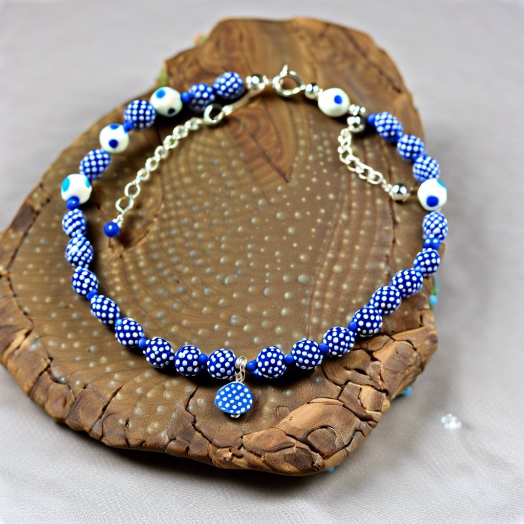 polka dot polymer clay bead anklet