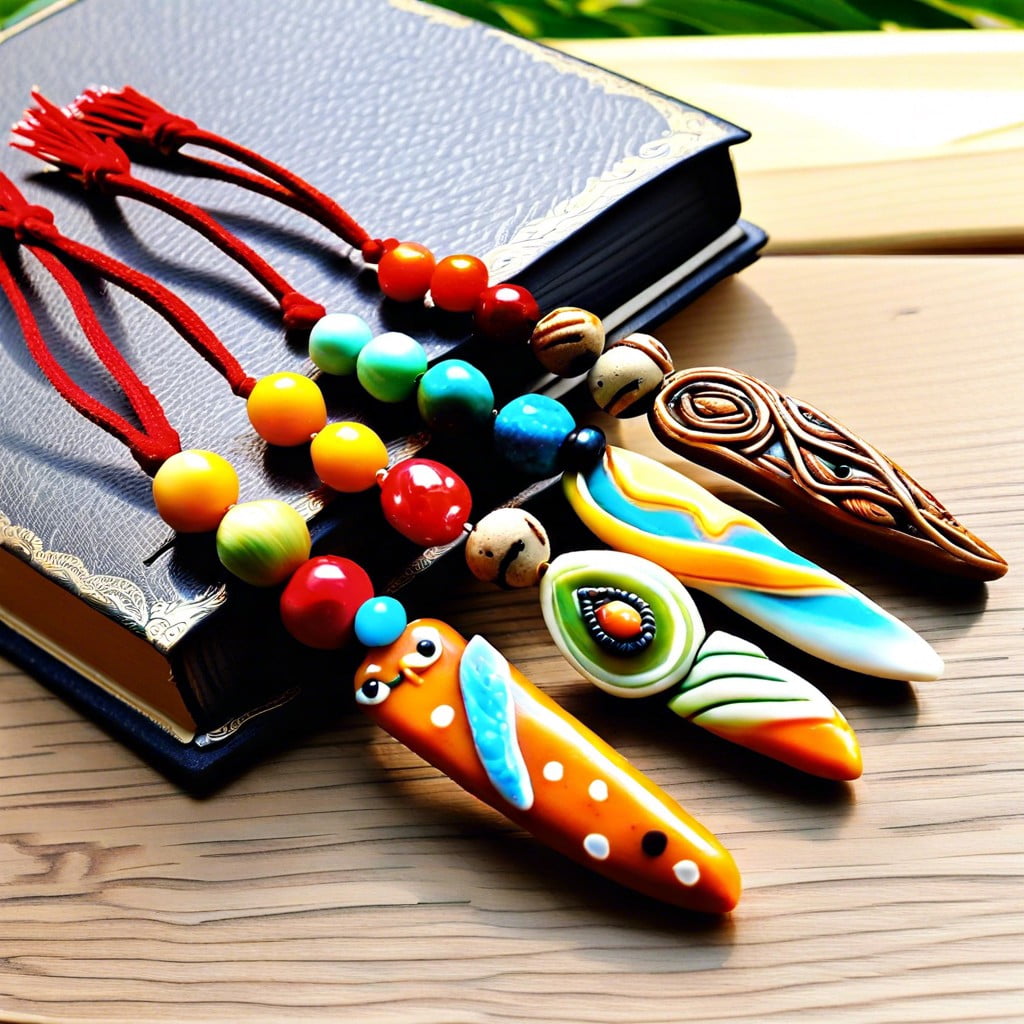 polymer clay bead bookmarks