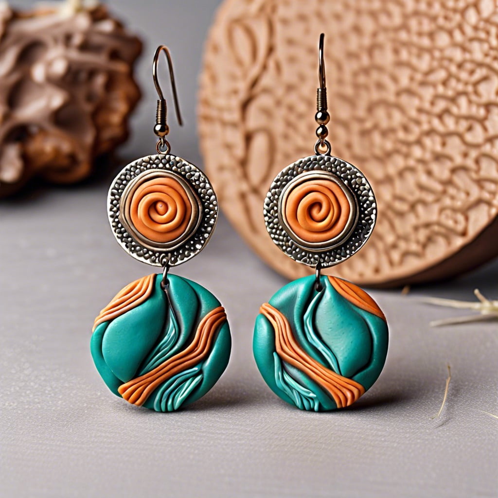 polymer clay earrings with 3d textures