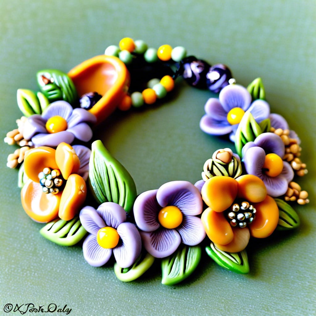 polymer clay flower beads for garden inspired bracelets