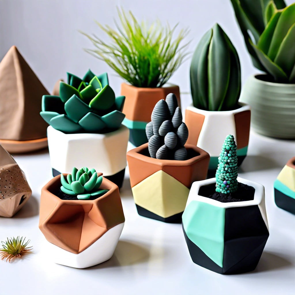 polymer clay geometric plant pots