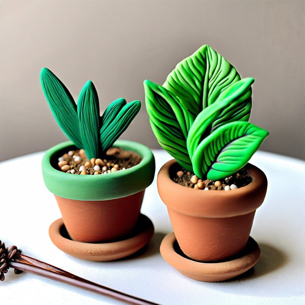 polymer clay potted plant stakes