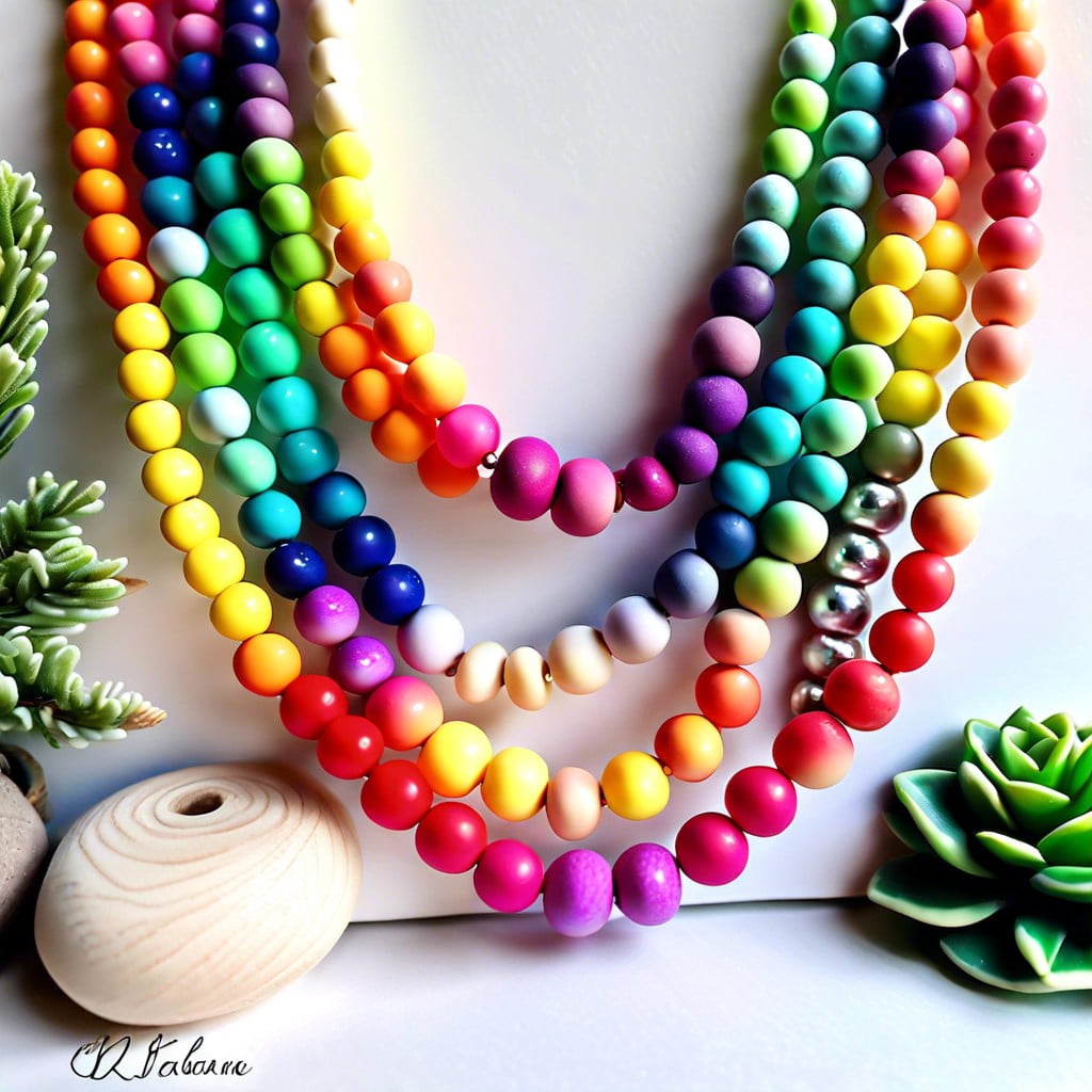 rainbow gradient polymer clay bead garland