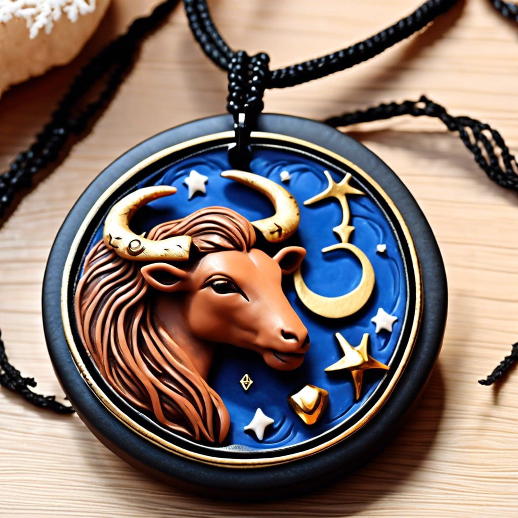 zodiac signs clay necklace
