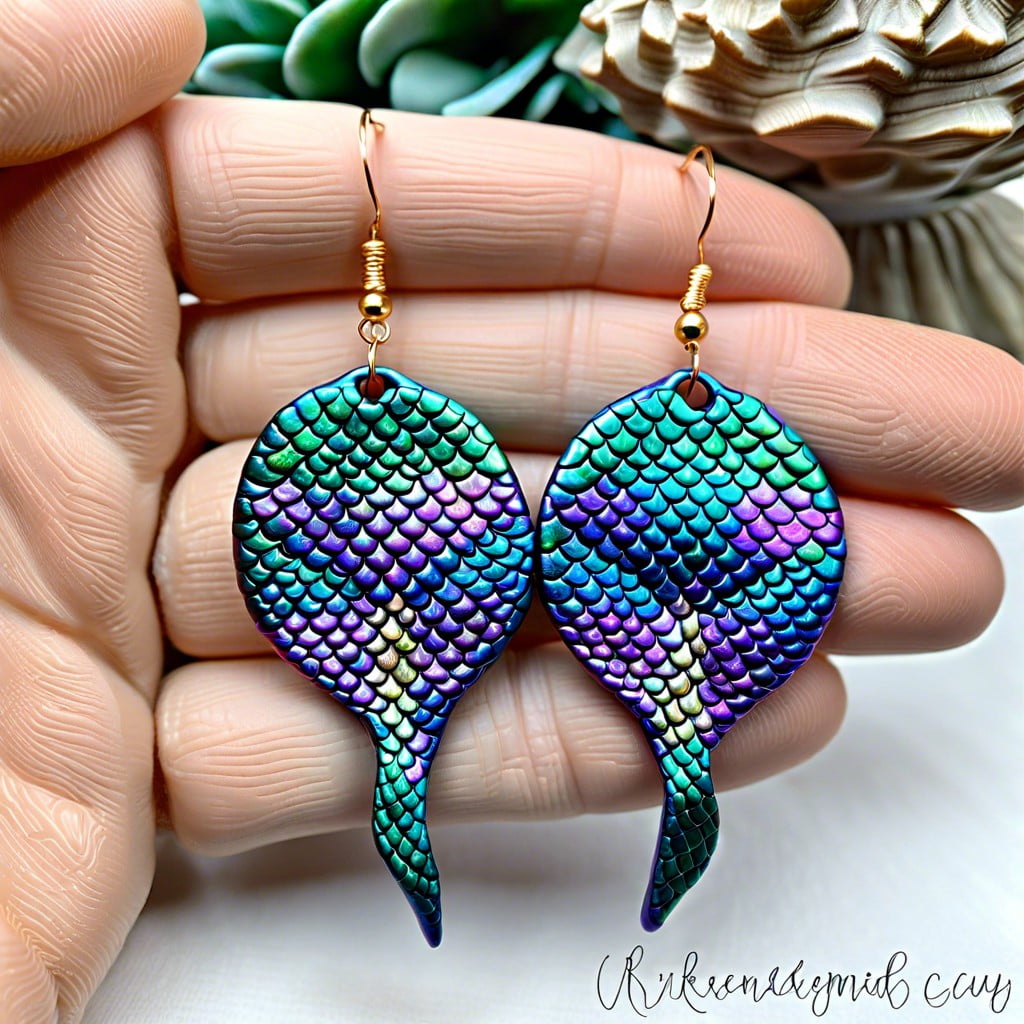 iridescent mermaid scale polymer earrings