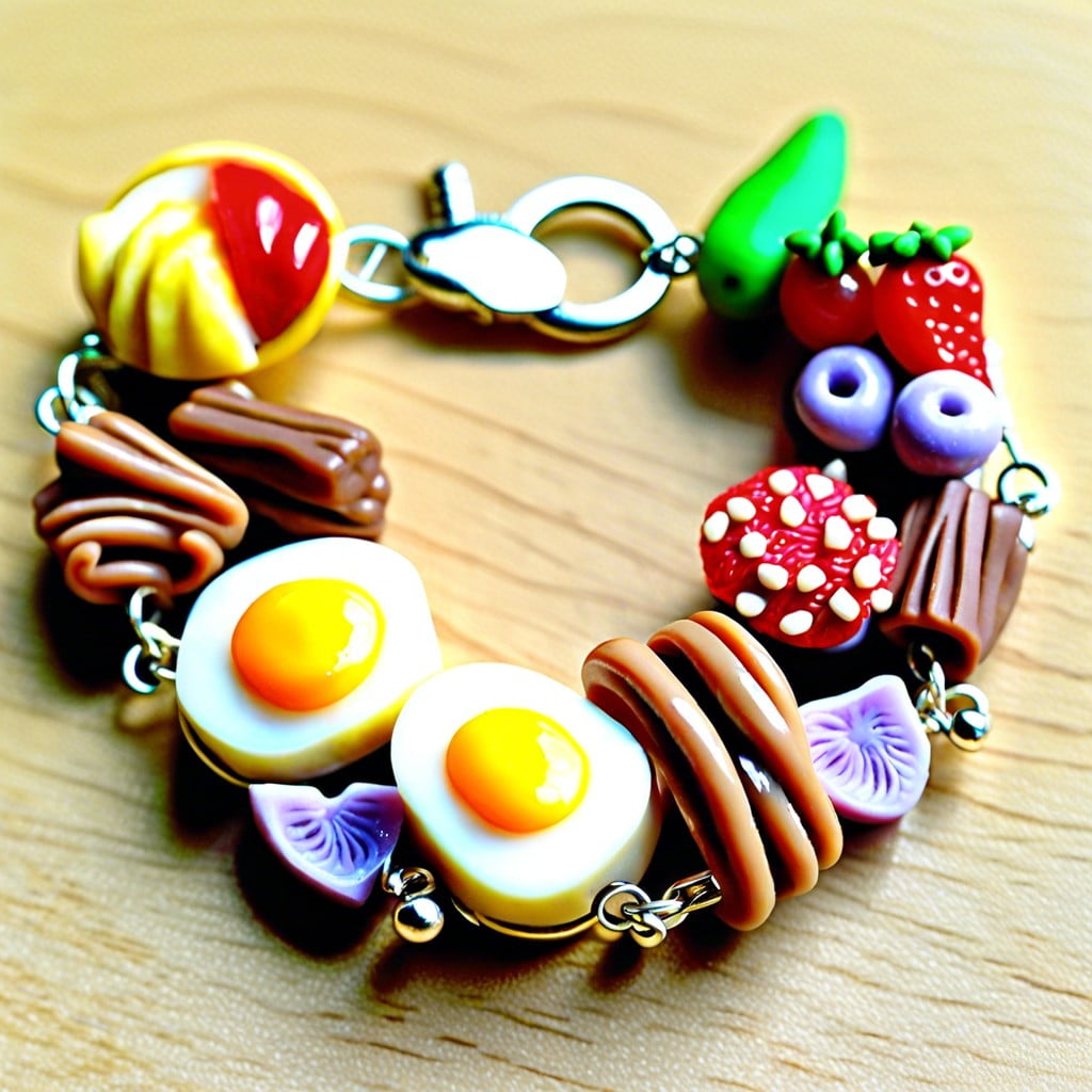 miniature food polymer clay charm bracelet