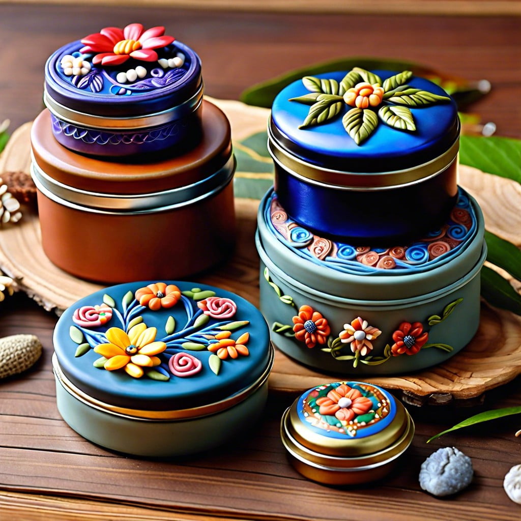 polymer clay covered tin containers