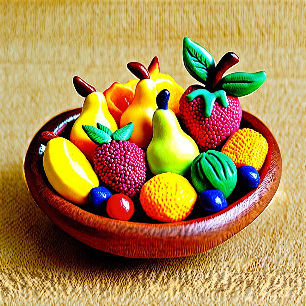 polymer clay miniature fruit bowl