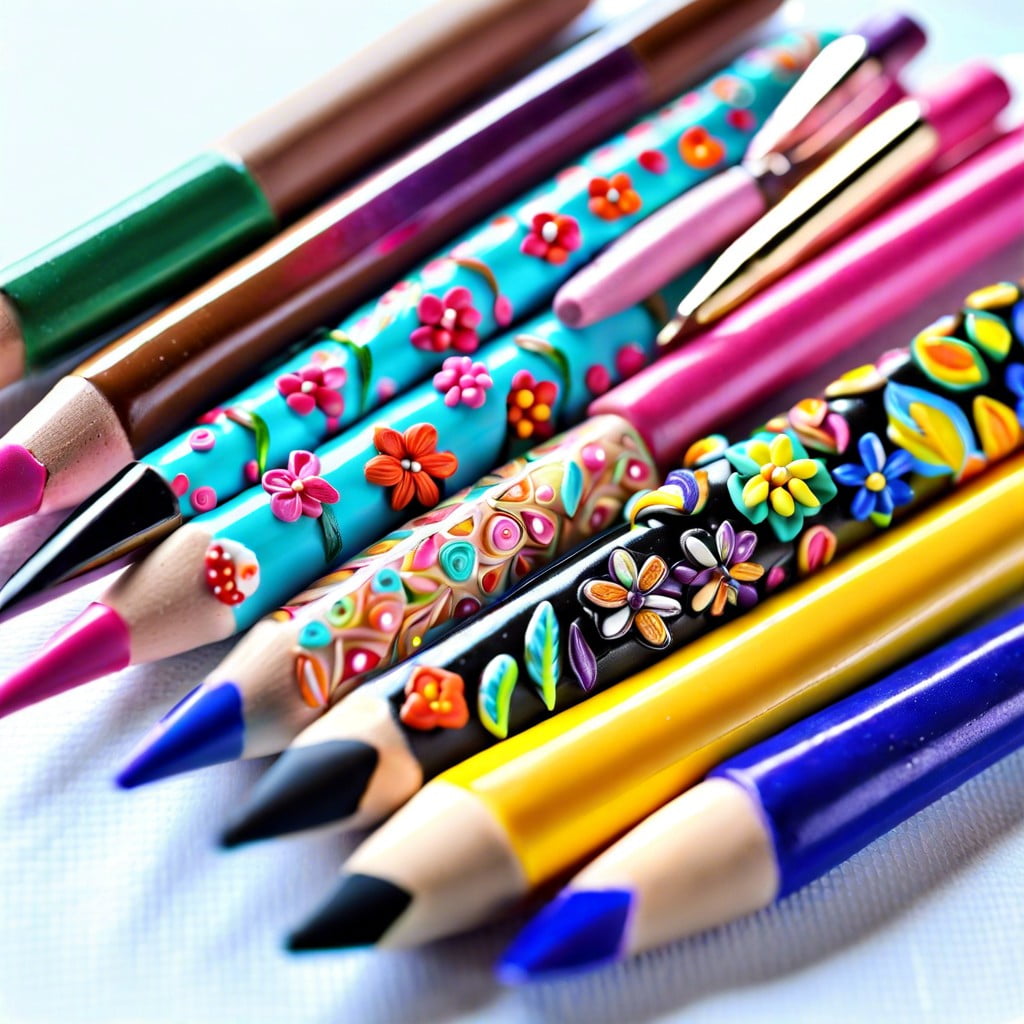 polymer clay pen and pencil decorations
