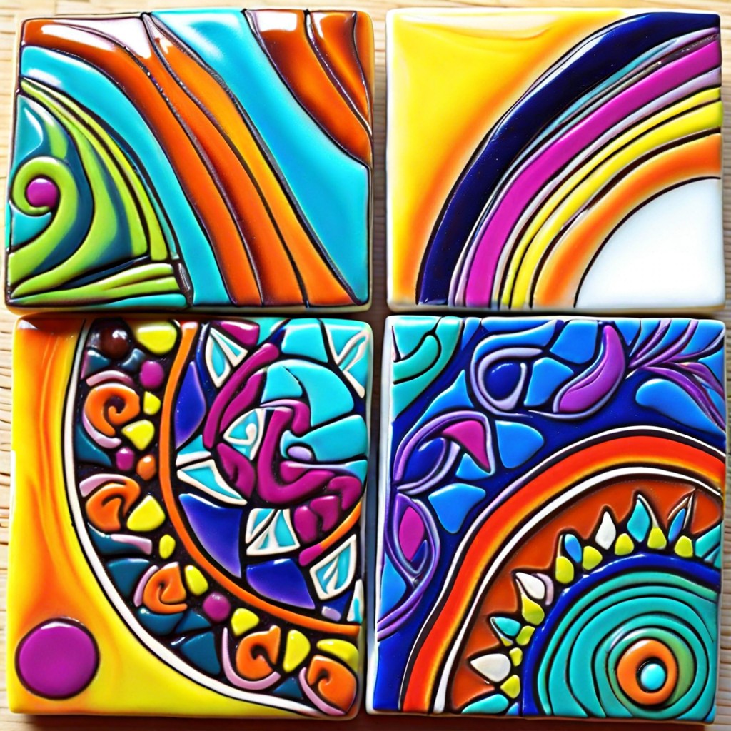 polymer clay abstract art tiles