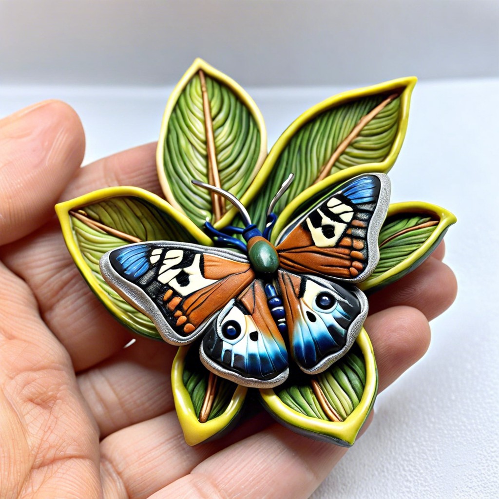 polymer clay nature inspired brooches